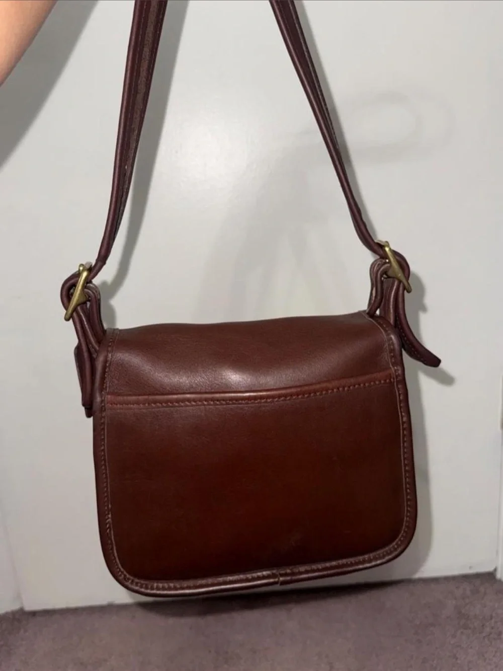 Coach vintage Legacy small flap bag in dark brown leather with gold hardware